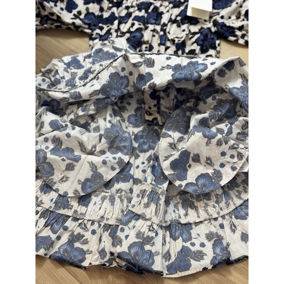 Ulla Johnson Celia Dress Lapis Floral Print Mini Puff Sleeve Tiered Size 0 Blue - Picture 13 of 16